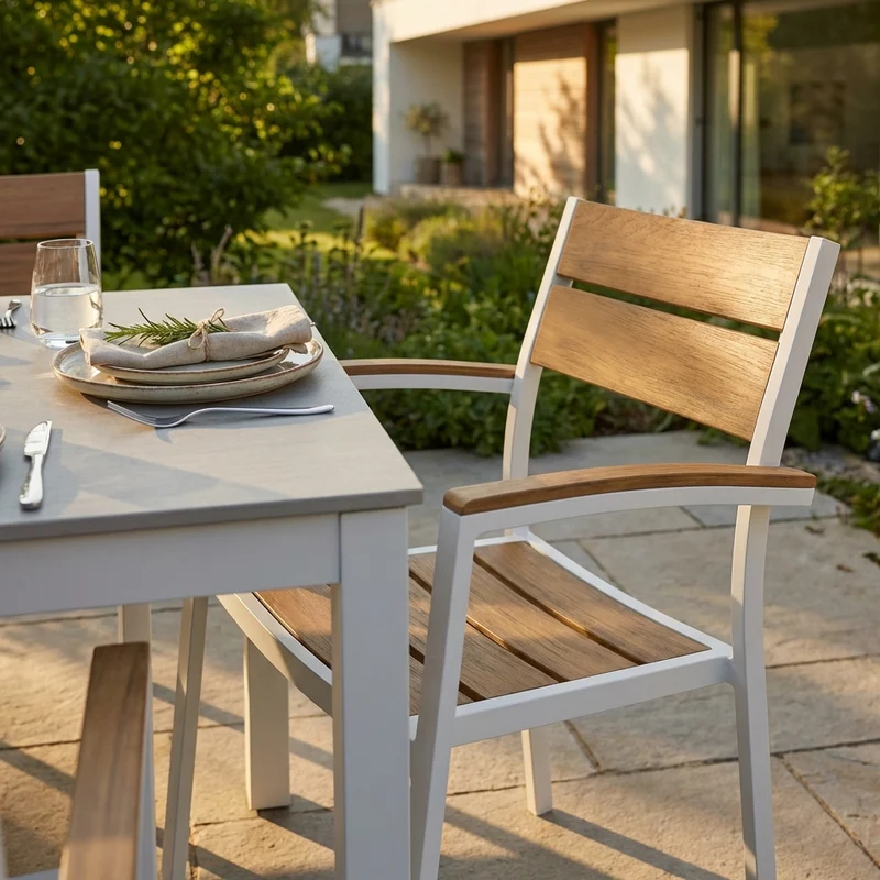 Poltrona da Giardino Impilabile in Alluminio Polywood cm 54x54x84 - URBAN