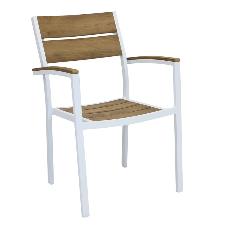 Poltrona da Giardino Impilabile in Alluminio Polywood cm 54x54x84 - URBAN