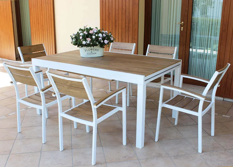 Poltrona da Giardino Impilabile in Alluminio Polywood cm 54x54x84 - URBAN