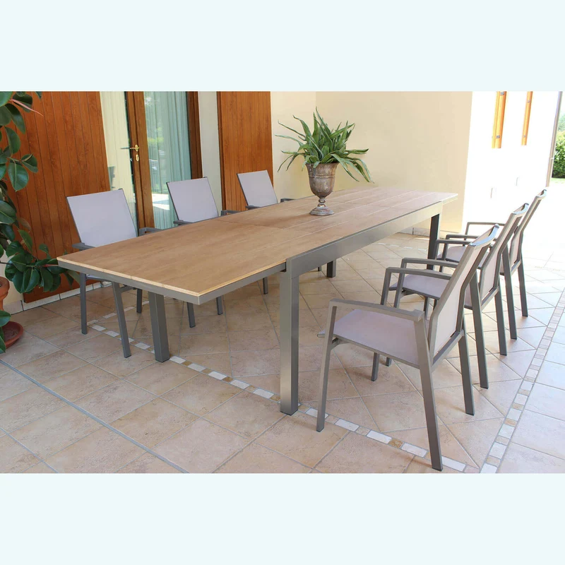 Tavolo da Giardino Allungabile piano in finto Legno 200/300x95 - URBAN