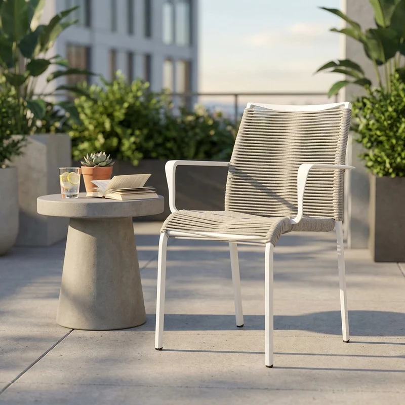 Poltrona da Giardino Impilabile in Alluminio Corda cm 55x60x87 - WALTER