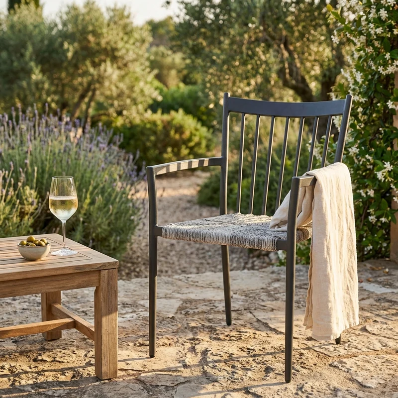 Poltrona da Giardino Impilabile in Alluminio Wicker cm 55x57x86 - BURTON