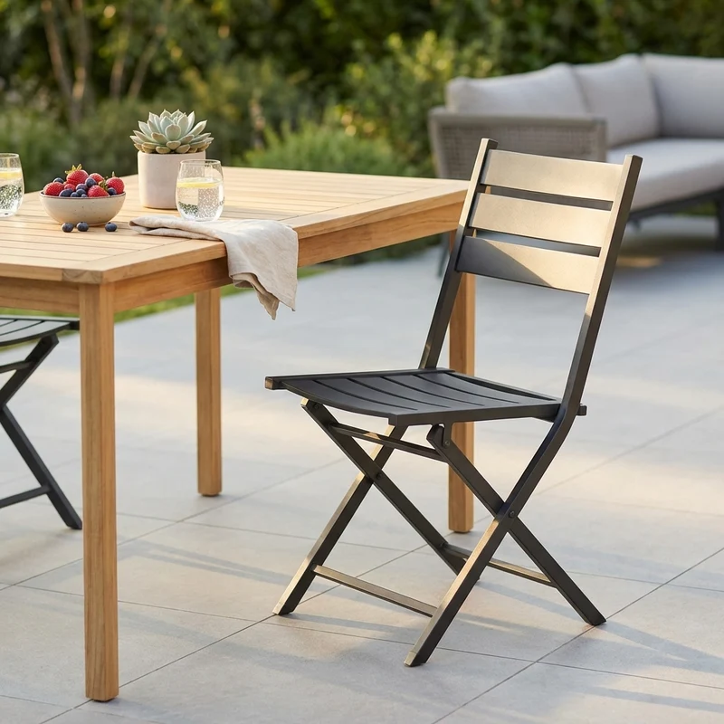 Sedia da Giardino Pieghevole Salvaspazio in Alluminio cm 58x46x85 - DANIEL