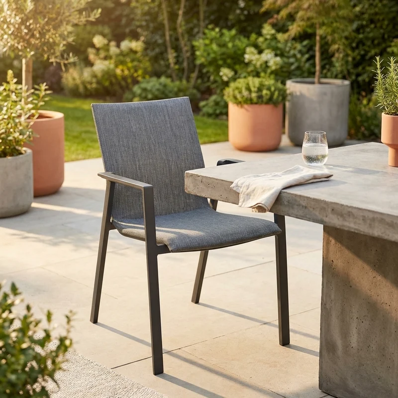 Poltrona da Giardino seduta imbottita in Alluminio Textilene cm 56x61x84 - TOD