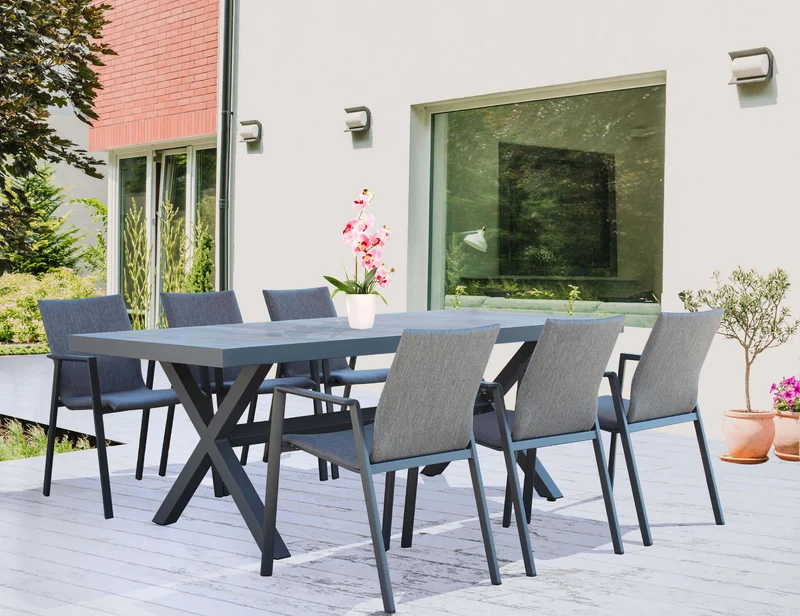 Poltrona da Giardino seduta imbottita in Alluminio Textilene cm 56x61x84 - TOD
