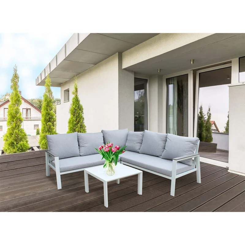 Salotto angolare da Giardino in Alluminio Poliestere cm 135x86x82 - SURA