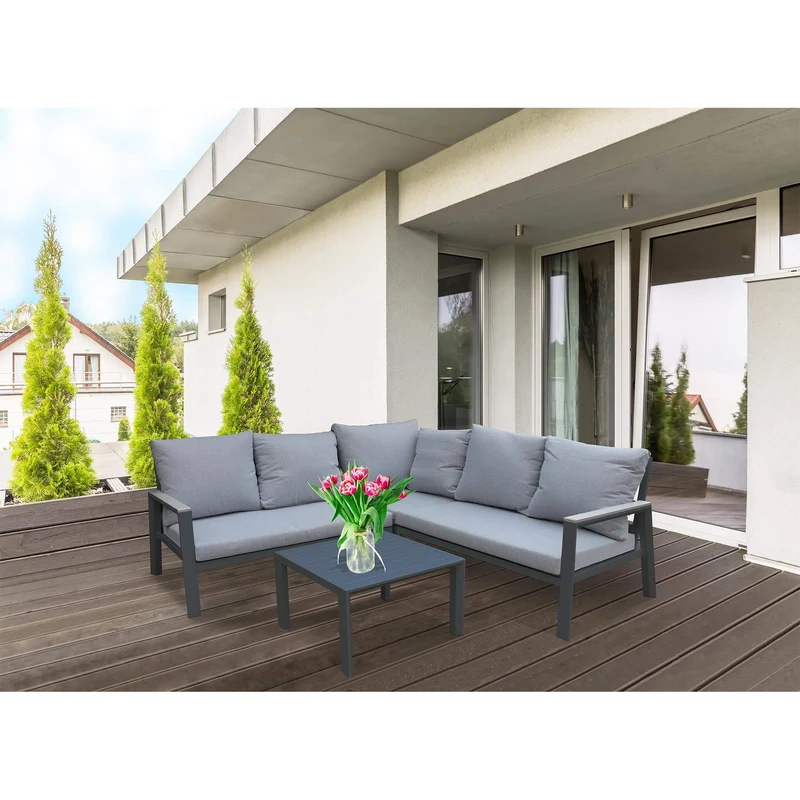 Salotto angolare da Giardino in Alluminio Poliestere cm 135x86x82 - SURA