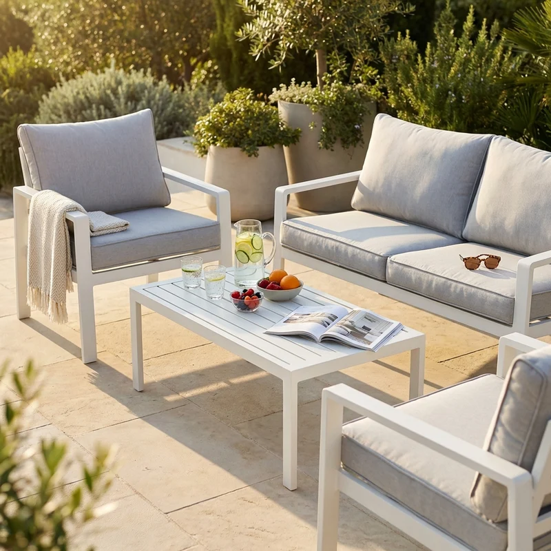 Salotto da Giardino 4 posti in Alluminio Poliestere cm 64x70x68 - MICHAEL