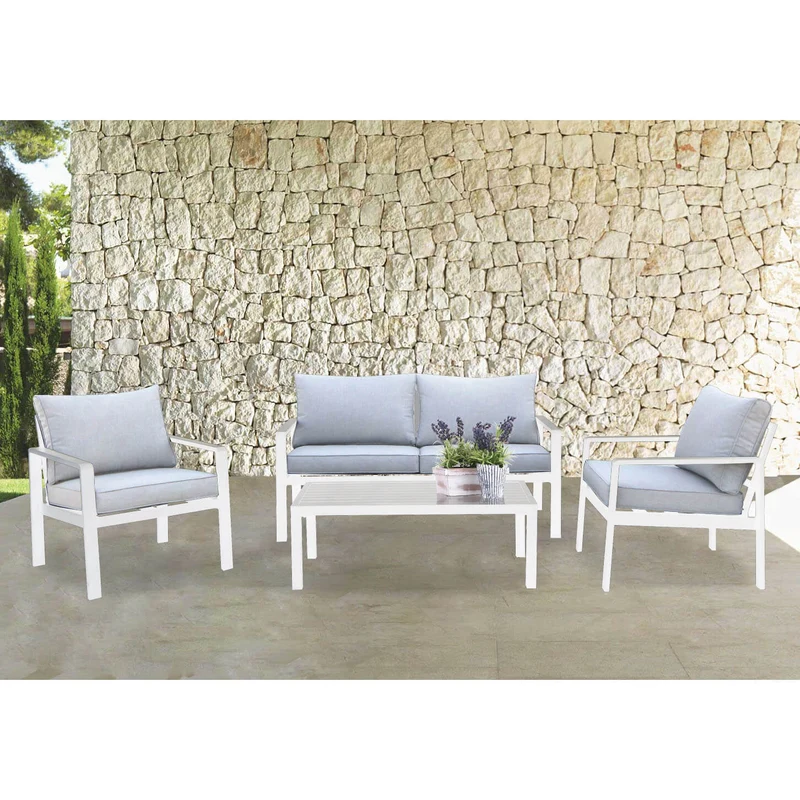Salotto da Giardino 4 posti in Alluminio Poliestere cm 64x70x68 - MICHAEL