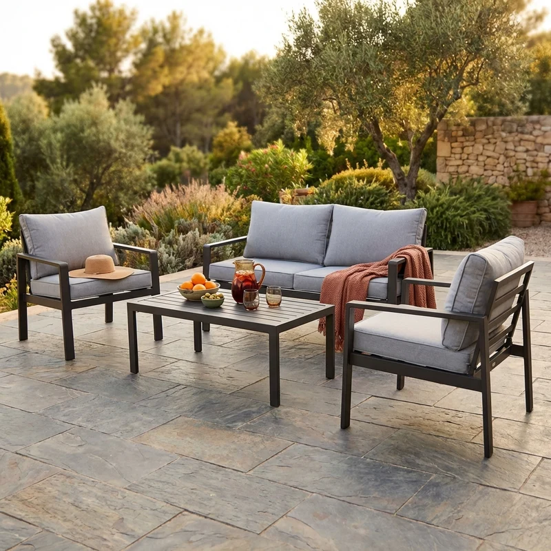 Salotto da Giardino 4 posti in Alluminio Poliestere cm 64x70x68 - MICHAEL