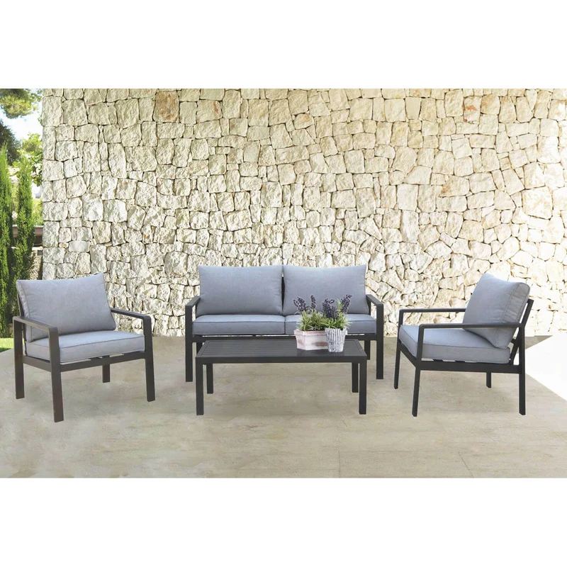 Salotto da Giardino 4 posti in Alluminio Poliestere cm 64x70x68 - MICHAEL