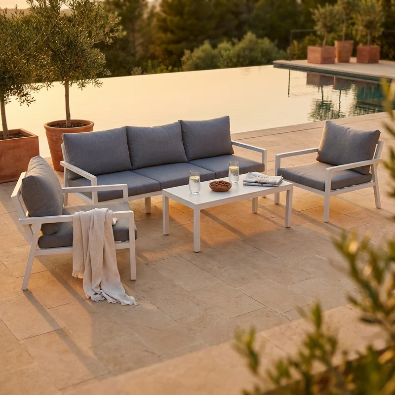 Salotto da Giardino 5 posti in Alluminio Poliestere cm 78x85x76 - KENTON