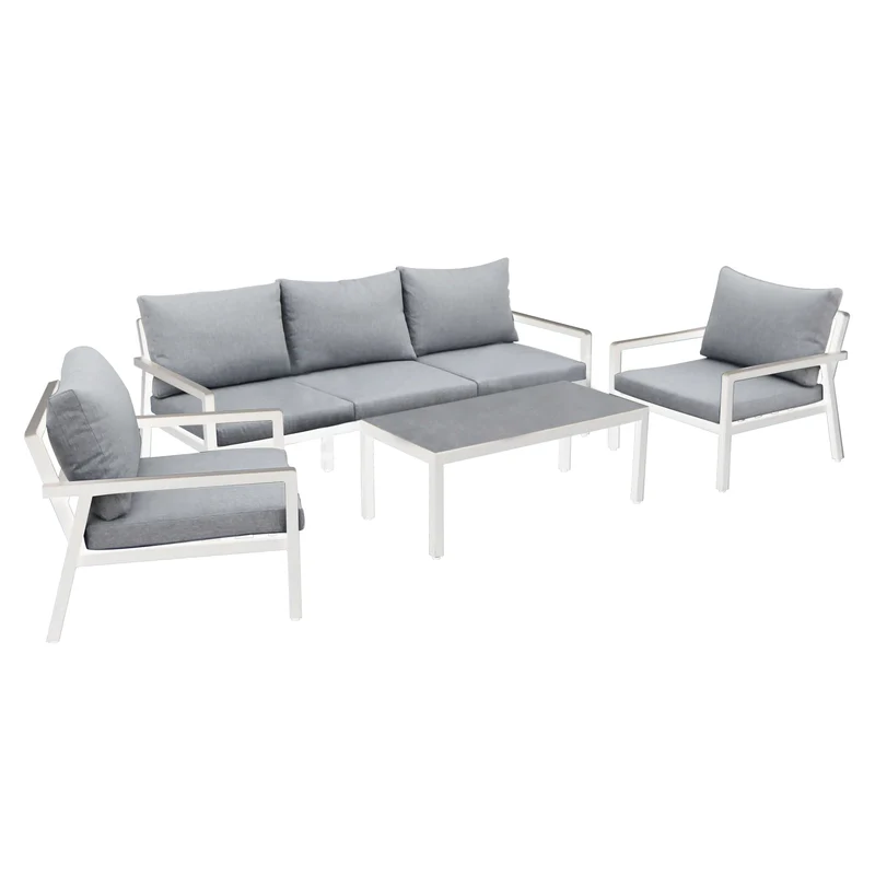 Salotto da Giardino 5 posti in Alluminio Poliestere cm 78x85x76 - KENTON