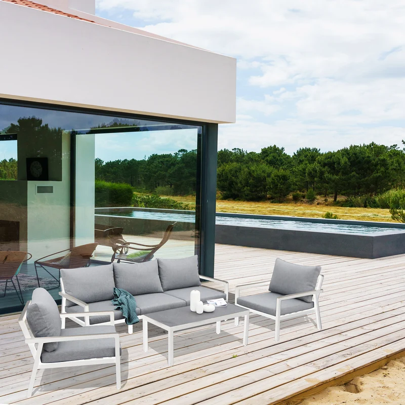 Salotto da Giardino 5 posti in Alluminio Poliestere cm 78x85x76 - KENTON