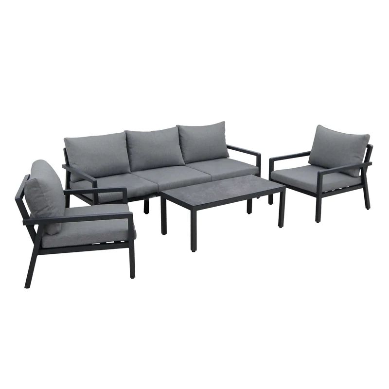 Salotto da Giardino 5 posti in Alluminio Poliestere cm 78x85x76 - KENTON