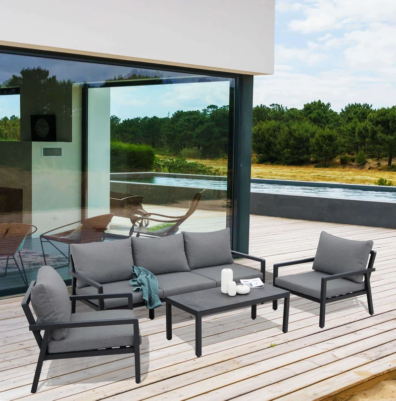 Salotto da Giardino 5 posti in Alluminio Poliestere cm 78x85x76 - KENTON