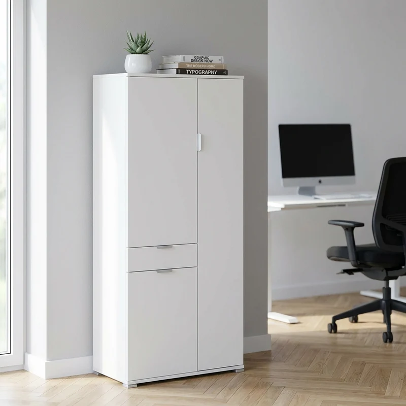 Armadio con 3 ante e un cassetto in Legno Composito cm 75x38x174 - KADEN