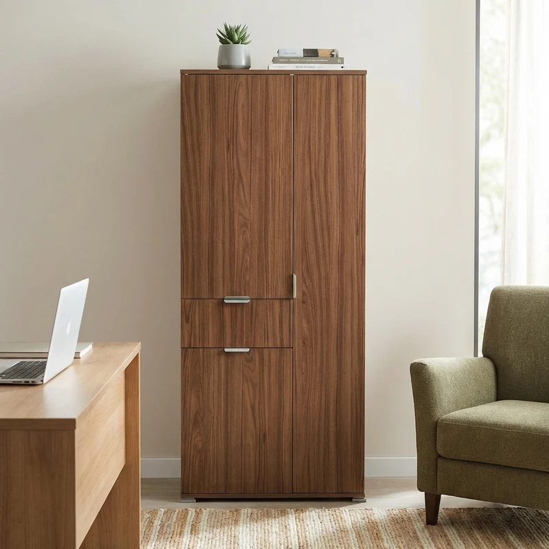 Armadio con 3 ante e un cassetto in Legno Composito cm 75x38x174 - KADEN