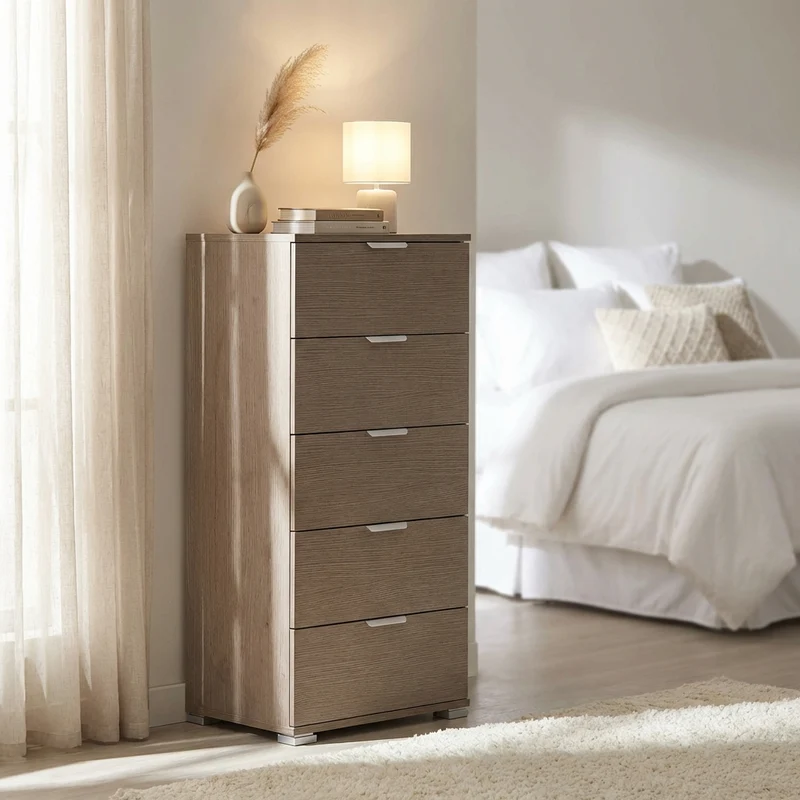 Cassettiera 5 cassetti in Legno Composito cm 45x38x103 - AMBRO