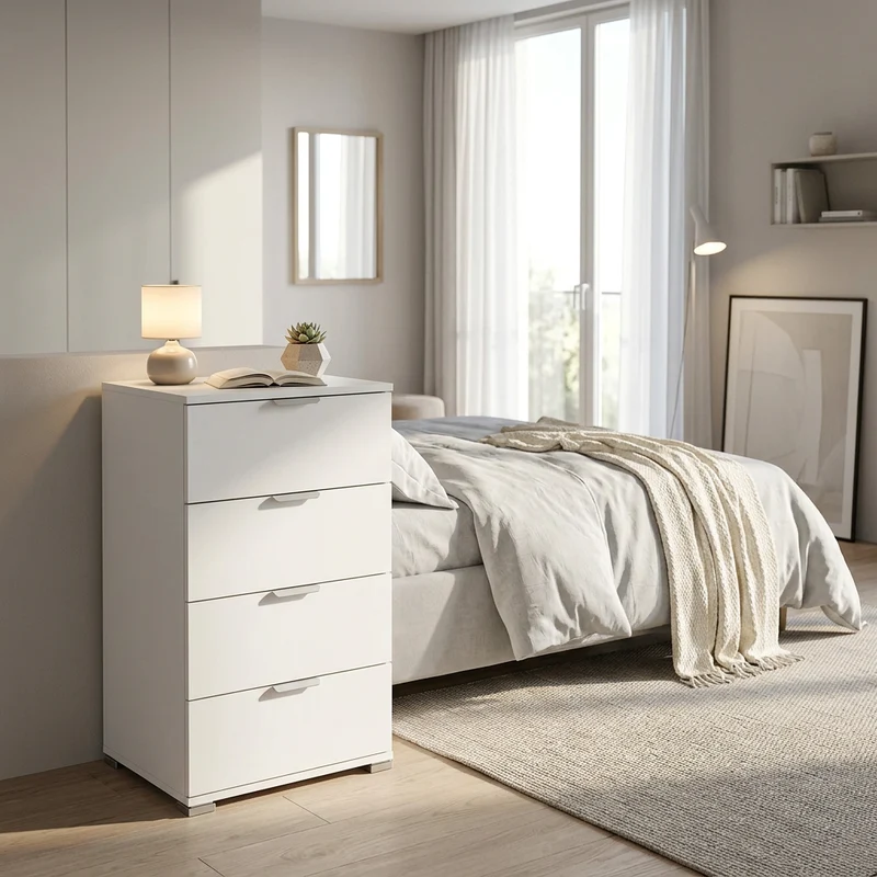 Cassettiera 4 cassetti in Legno Composito cm 45x28x85 - CONNOR