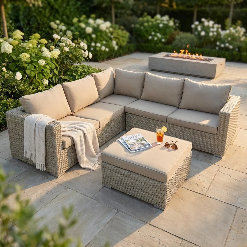 Salotto ad angolo da Giardino in Wicker Alluminio - WAT