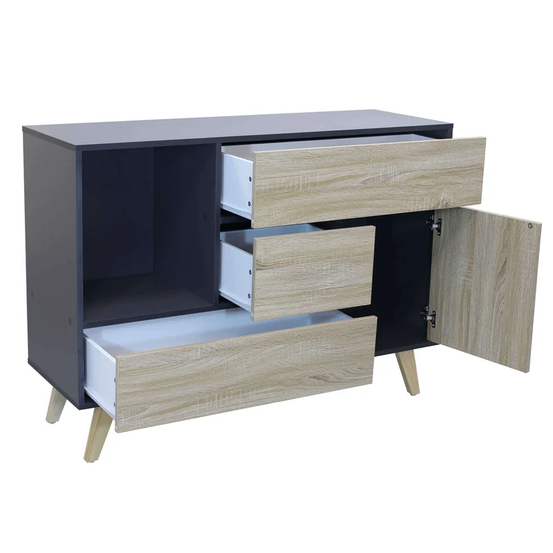 Madia con tre cassetti e un anta in Legno Composito cm 119x39 5x85 6 - GRADY