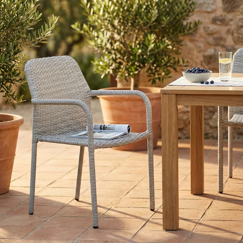 Poltrona da Giardino in Wicker Acciaio cm 55x59 5x84 - AXEL