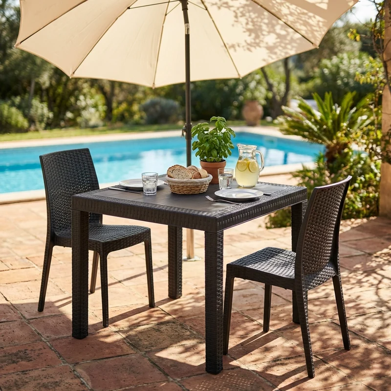 Tavolo da Giardino Quadrato in wicker cm 80x80 - WADE