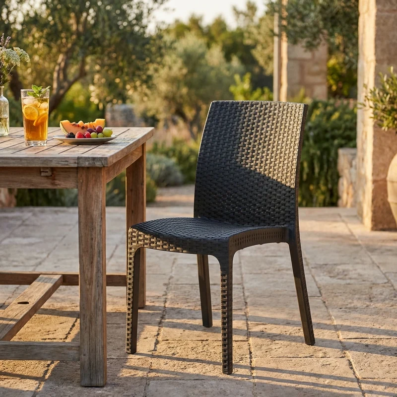 Sedia da Giardino Impilabile in Wicker cm 47x59x86 - VIRGINIA