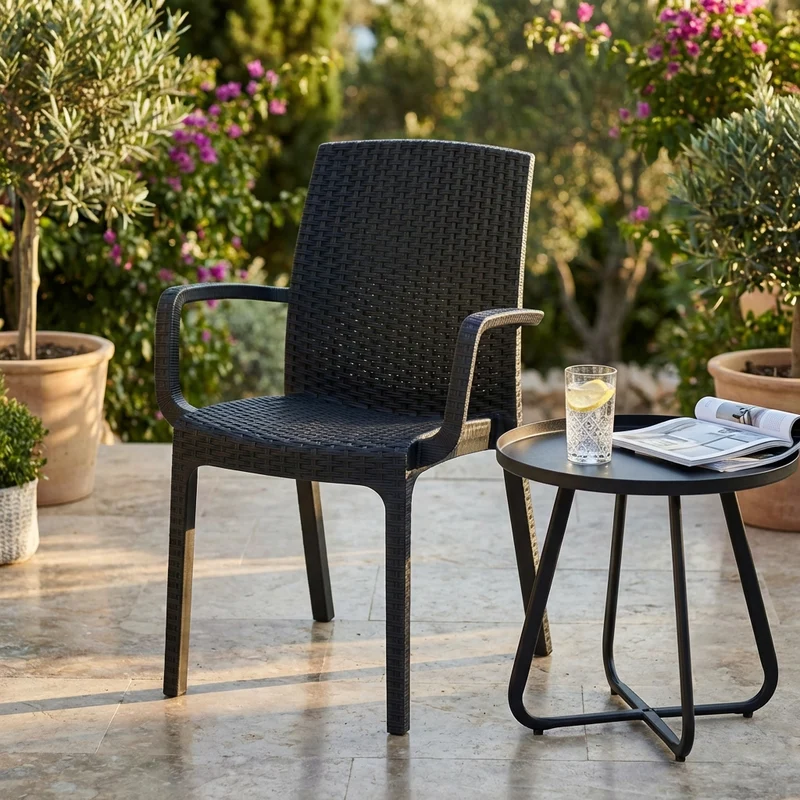 Poltrona da Giardino Impilabile in Wicker cm 57x59x86 - VIRGINIA