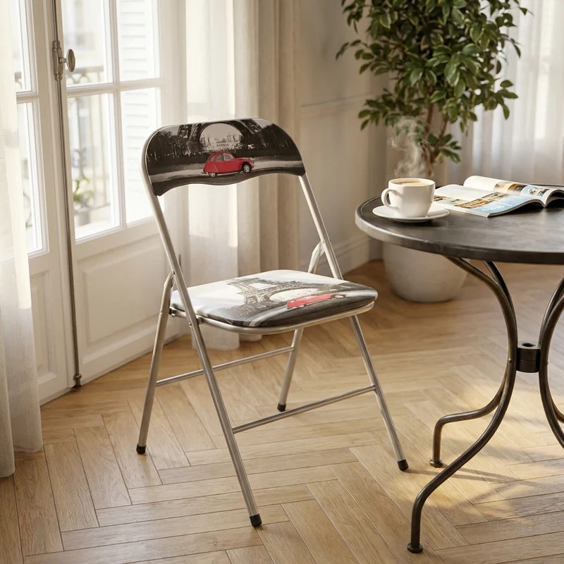 Sedia Pieghevole Salvaspazio in Acciaio PVC cm 44x45x79 - SLIM