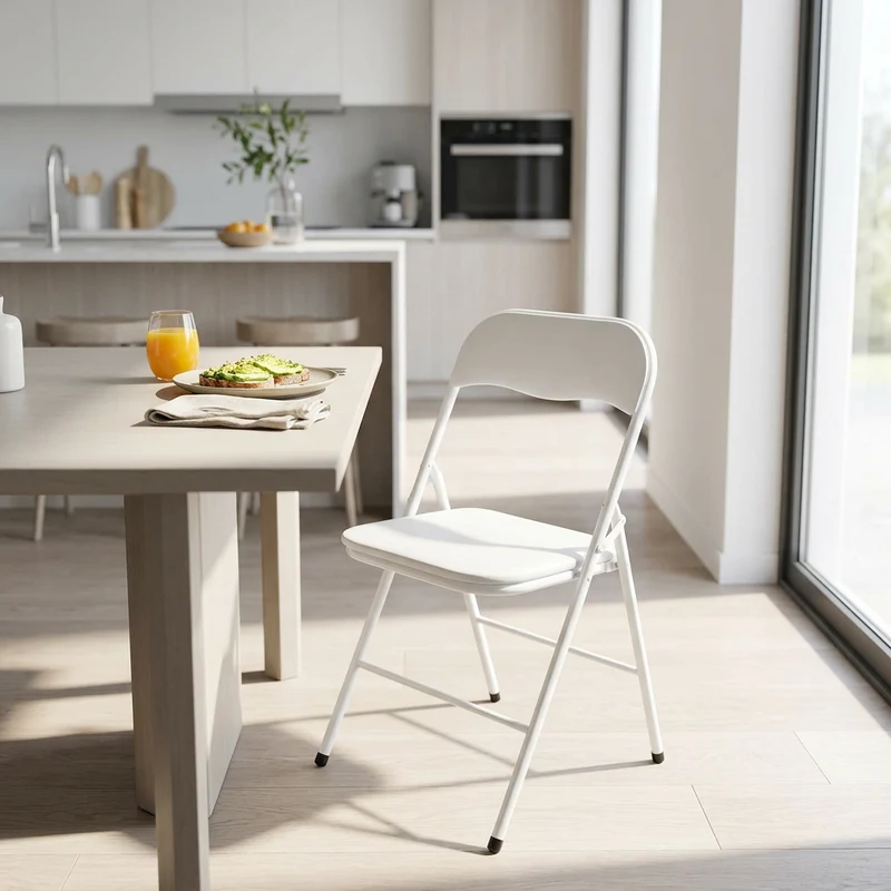 Sedia Pieghevole Salvaspazio in Acciaio PVC cm 44x45x79 - SLIM