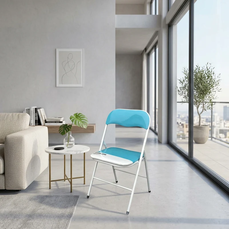 Sedia Pieghevole Salvaspazio in Acciaio PVC cm 44x45x79 - SLIM
