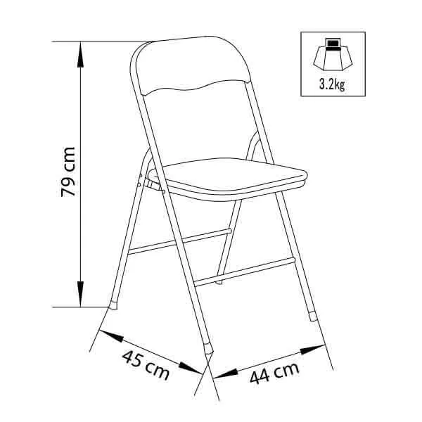 Sedia Pieghevole Salvaspazio in Acciaio PVC cm 44x45x79 - SLIM