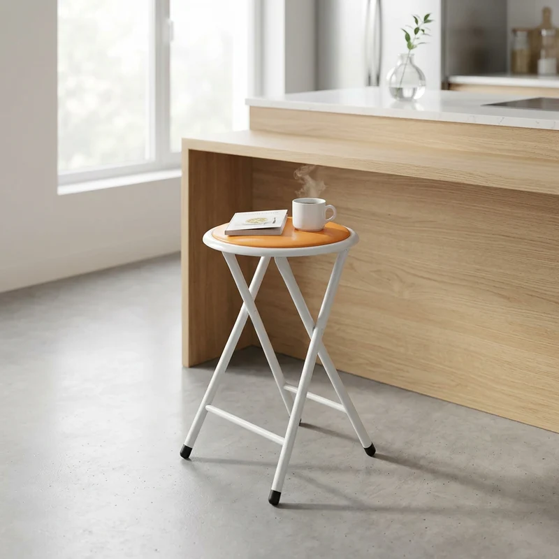 Sgabello Pieghevole Salvaspazio in Acciaio PVC cm 30x30x45 - SLIM