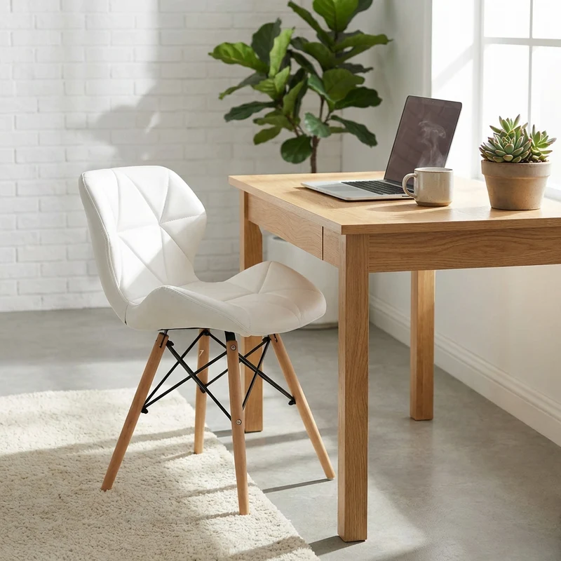 Sedia Moderna con seduta imbottita in Ecopelle Legno cm 41x49x71 - MIA