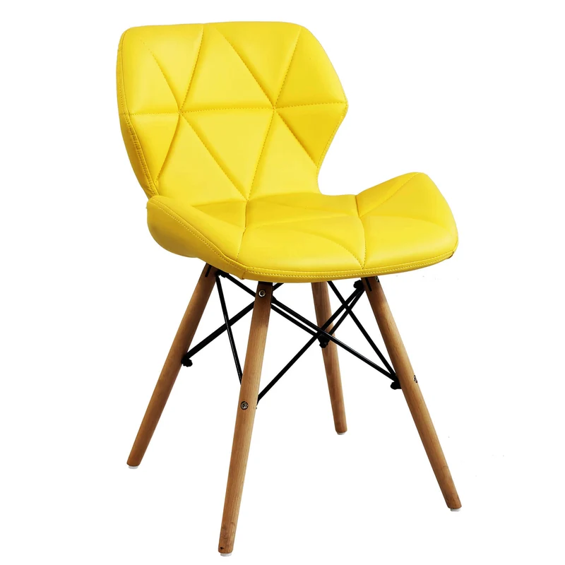 Sedia Moderna con seduta imbottita in Ecopelle Legno cm 41x49x71 - MIA
