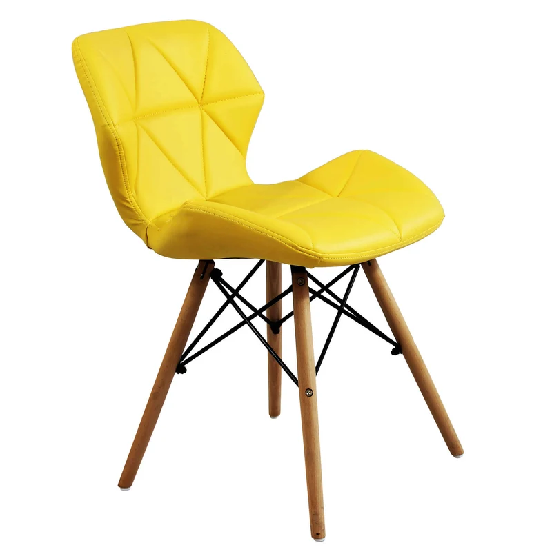Sedia Moderna con seduta imbottita in Ecopelle Legno cm 41x49x71 - MIA