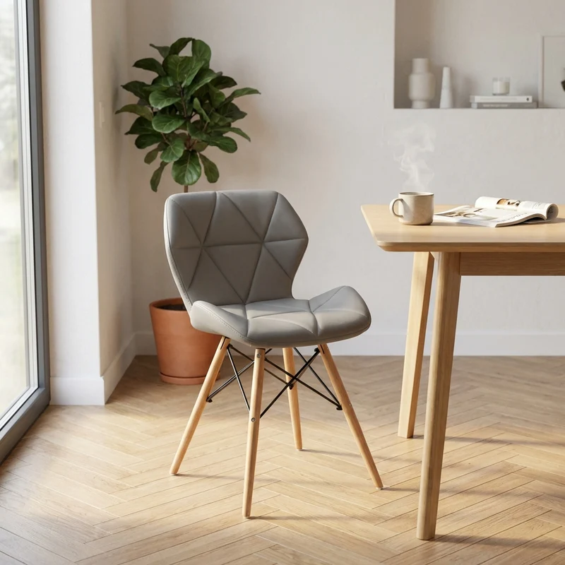 Sedia Moderna con seduta imbottita in Ecopelle Legno cm 41x49x71 - MIA