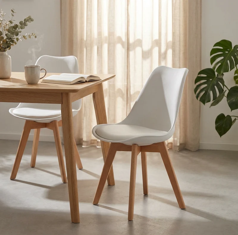 Sedia Svandinava con seduta Imbottita in Plastica Legno cm 49x54x83 - LISA
