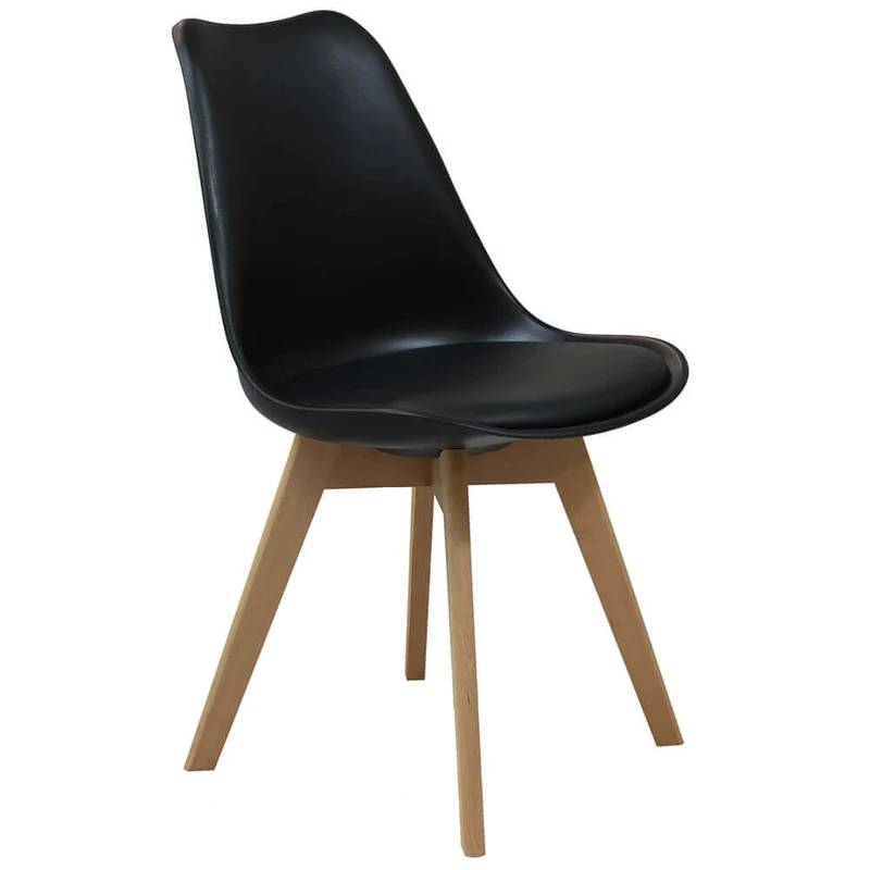 Sedia Svandinava con seduta Imbottita in Plastica Legno cm 49x54x83 - LISA