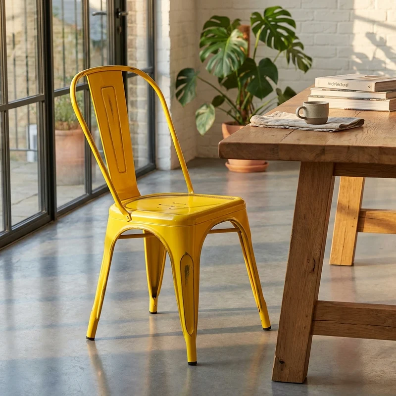 Sedia per Sala da Pranzo Industrial in Acciaio cm 35x45x85 - METAL