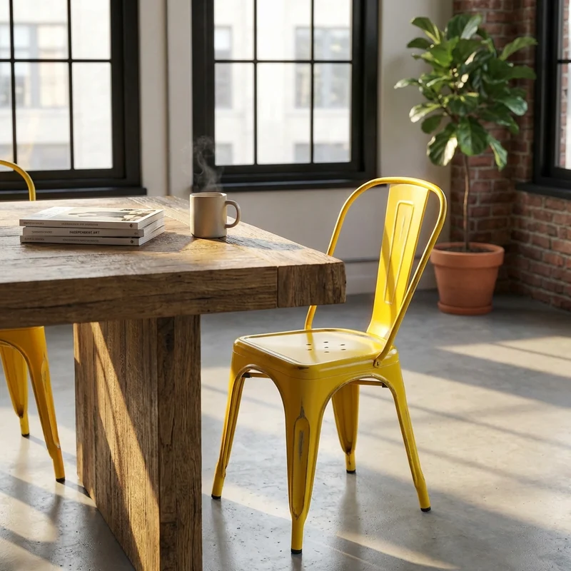 Sedia per Sala da Pranzo Industrial in Acciaio cm 35x45x85 - METAL