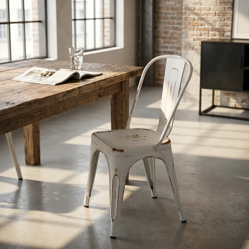 Sedia per Sala da Pranzo Industrial in Acciaio cm 35x45x85 - METAL