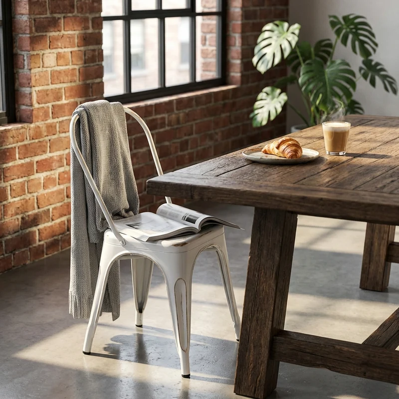 Sedia per Sala da Pranzo Industrial in Acciaio cm 35x45x85 - METAL
