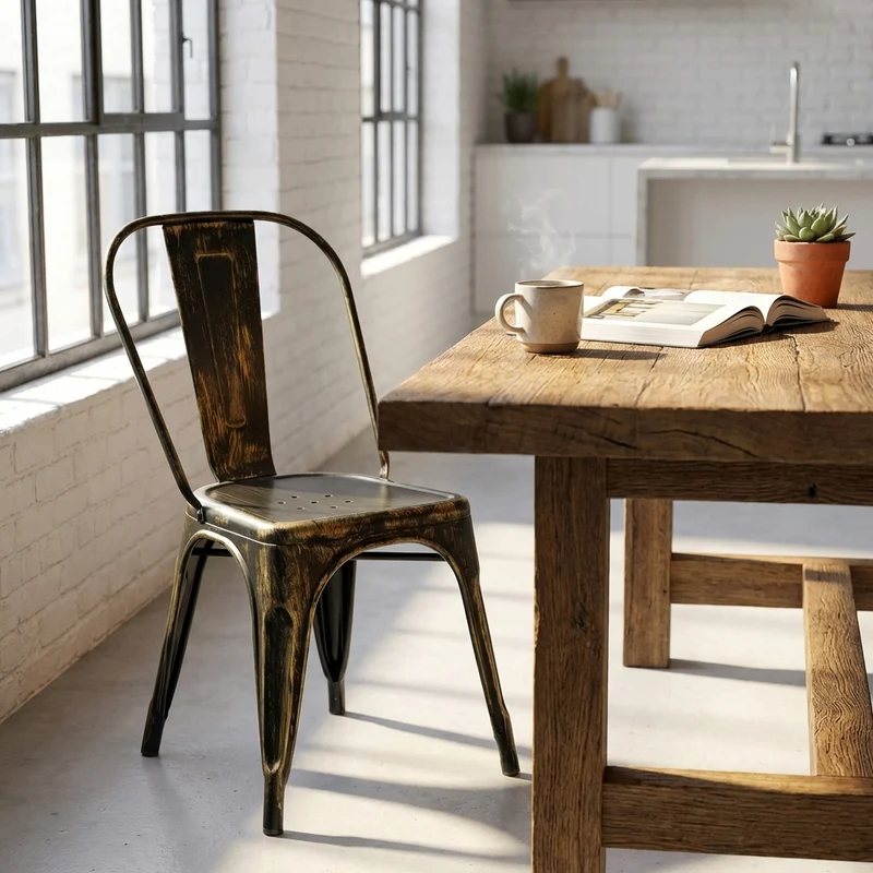 Sedia per Sala da Pranzo Industrial in Acciaio cm 35x45x85 - METAL