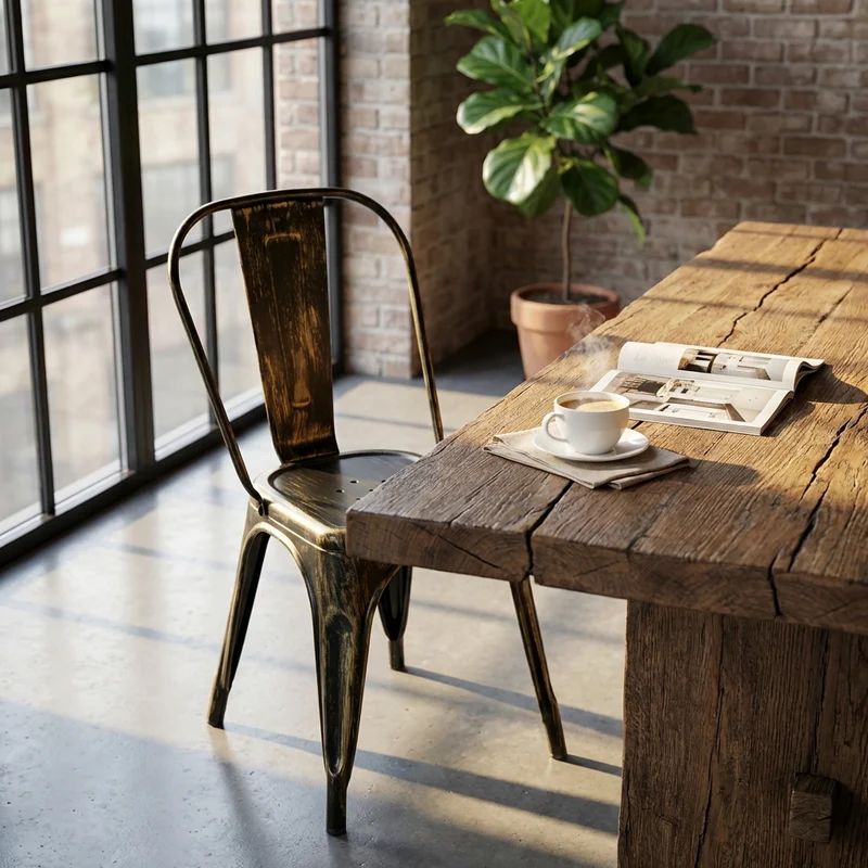Sedia per Sala da Pranzo Industrial in Acciaio cm 35x45x85 - METAL