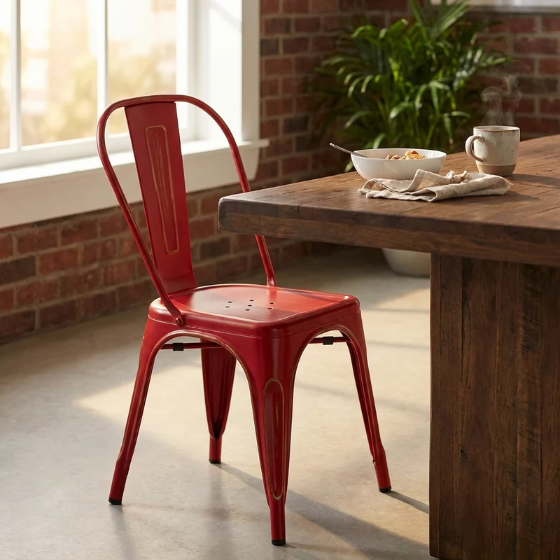Sedia per Sala da Pranzo Industrial in Acciaio cm 35x45x85 - METAL