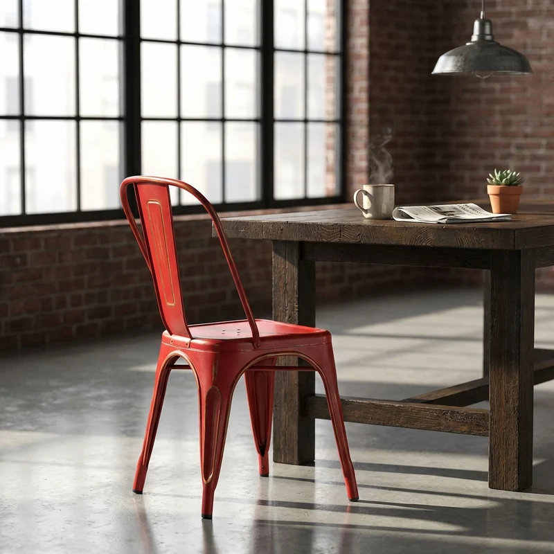 Sedia per Sala da Pranzo Industrial in Acciaio cm 35x45x85 - METAL