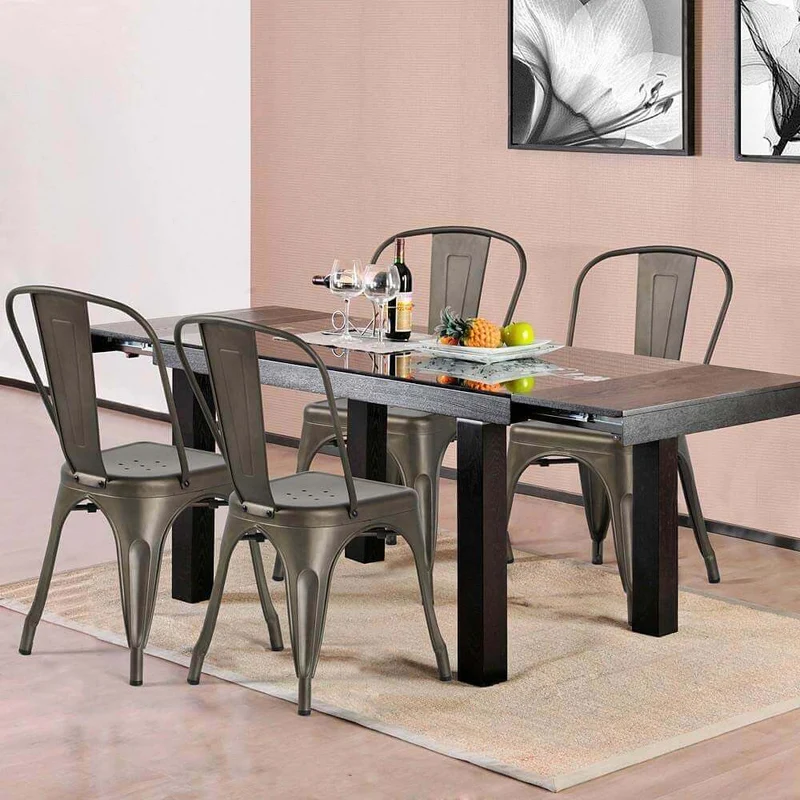 Sedia per Sala da Pranzo Industrial in Acciaio cm 35x45x85 - METAL